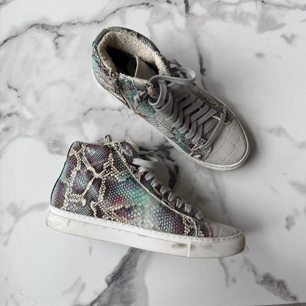 P448 Ice Snake Embossed High Top Sneakers Size 38